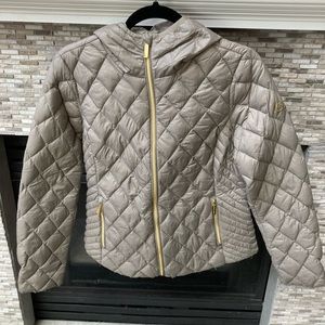 Michael Kors Taupe Grey Down Packable Puffer Coat Jacket